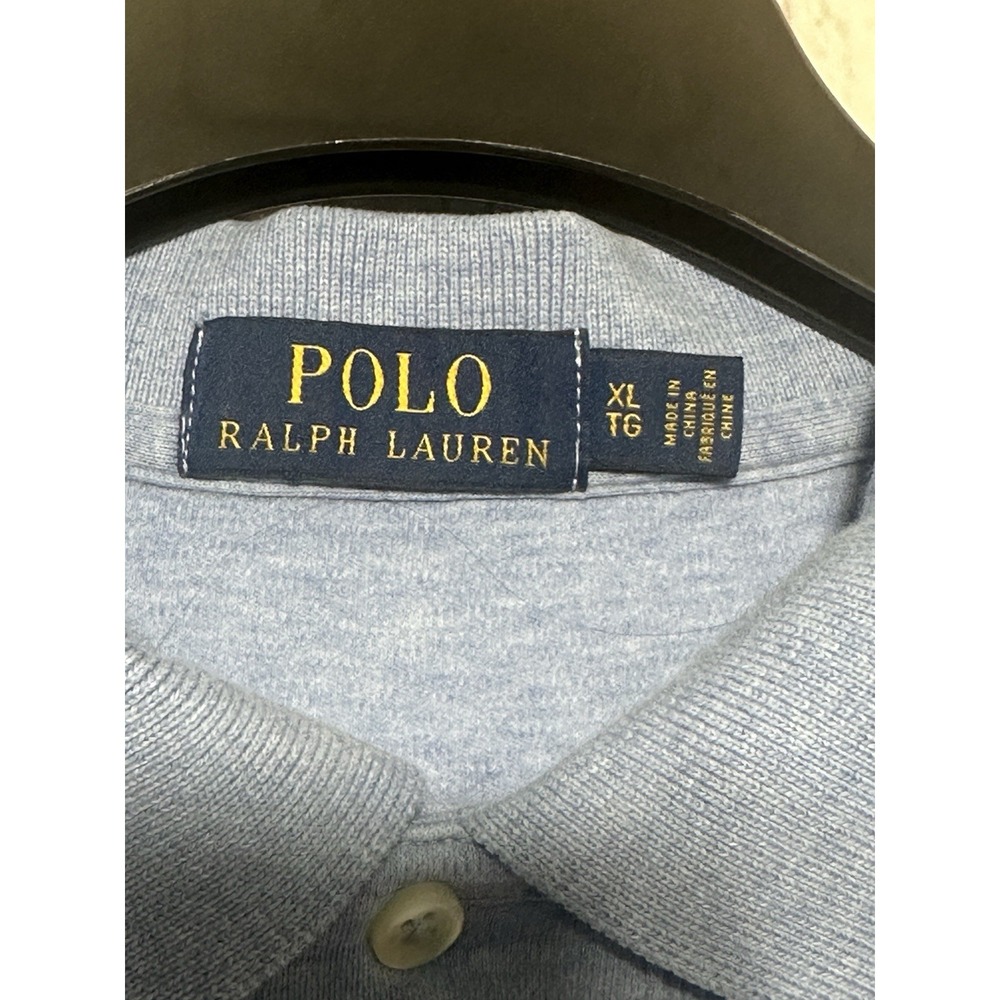 Polo Ralph Lauren Shirt Men's XL Heather Blue Soft Touch 100% Cotton Pony Stain* - Picture 6 of 9